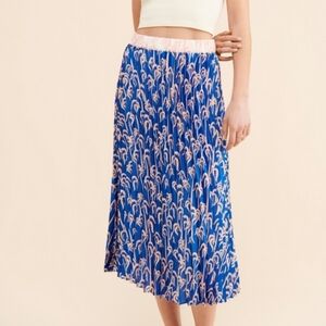 Scotch & soda satin pleated palm tree print pull on maxi skirt